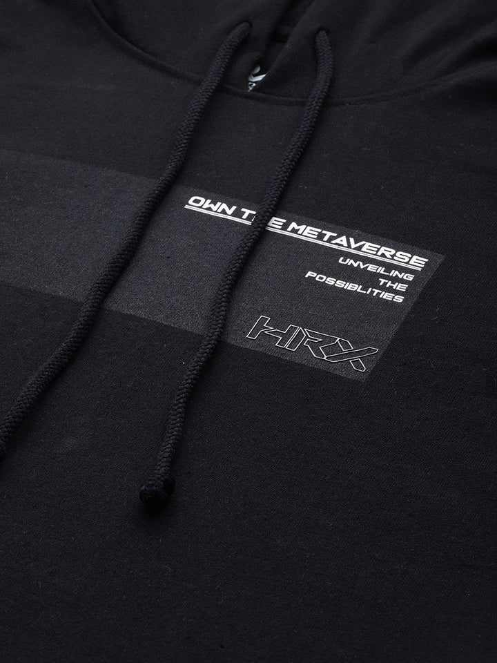 HRX by Hrithik Roshan Minimal Typography Printed Cropped Hooded Lifestyle Sweatshirt