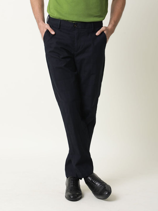 RARE RABBIT Men Alvas Checked Mid Rise Plain Slim Fit Trouser