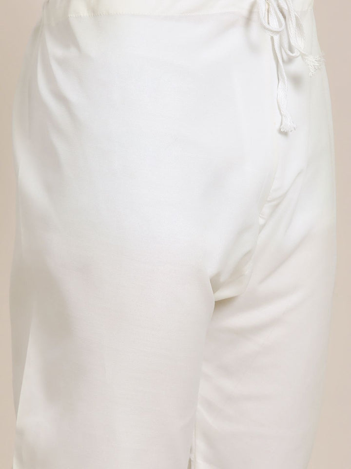 SOJANYA Lelaki Benang Hijau Laut & Beige Berjalur Bekerja Lurus Kurta Churidar & Jaket Nehru