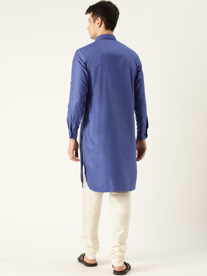 SOJANYA Men Blue Solid Pathani Kurta
