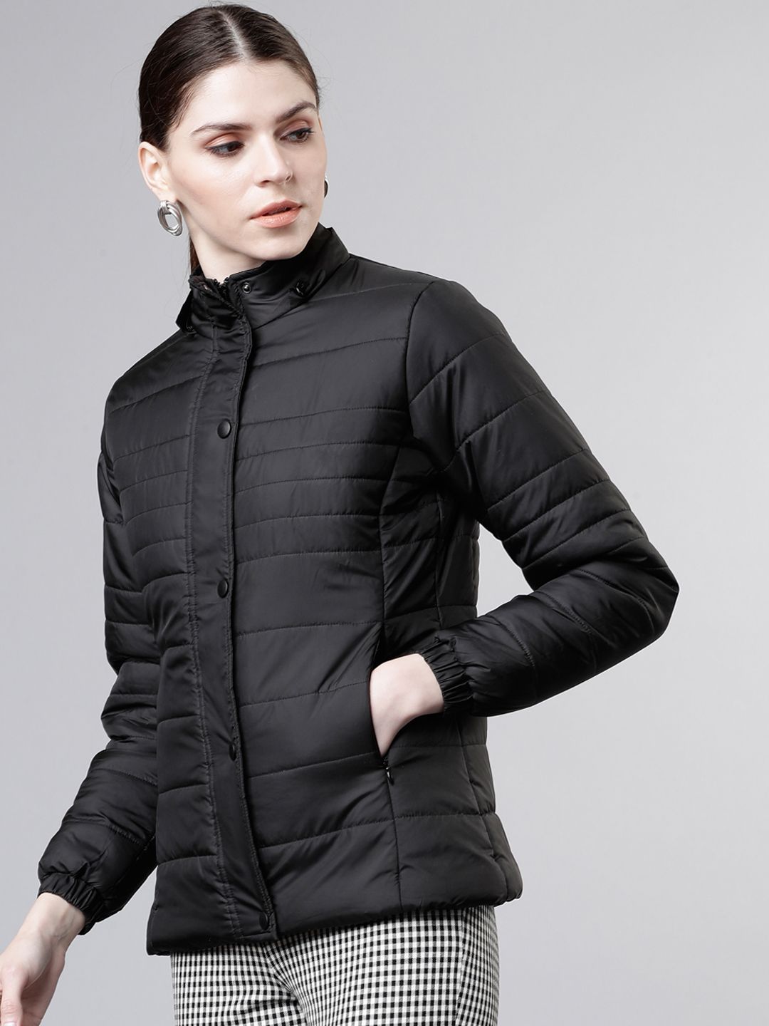 Tokyo Talkies Women Black Solid Puffer Jacket