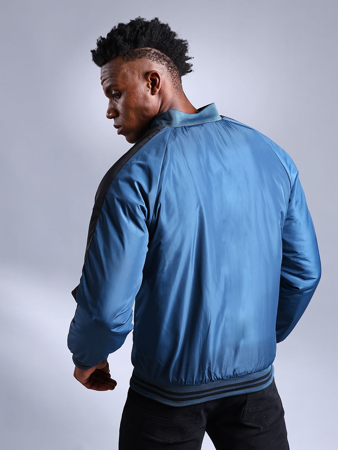 The Indian Garage Co Men Colourblock Slim Fit Bomber Jacket