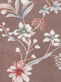 KLOTTHE Coklat & Pink Floral Printed 300 TC Dilengkapi Cadar King Double Dengan 4 Sarung Bantal