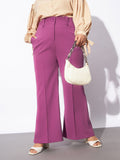 SASSAFRAS Curve Women Plus Size Pink Straight Fit Bootcut Trousers