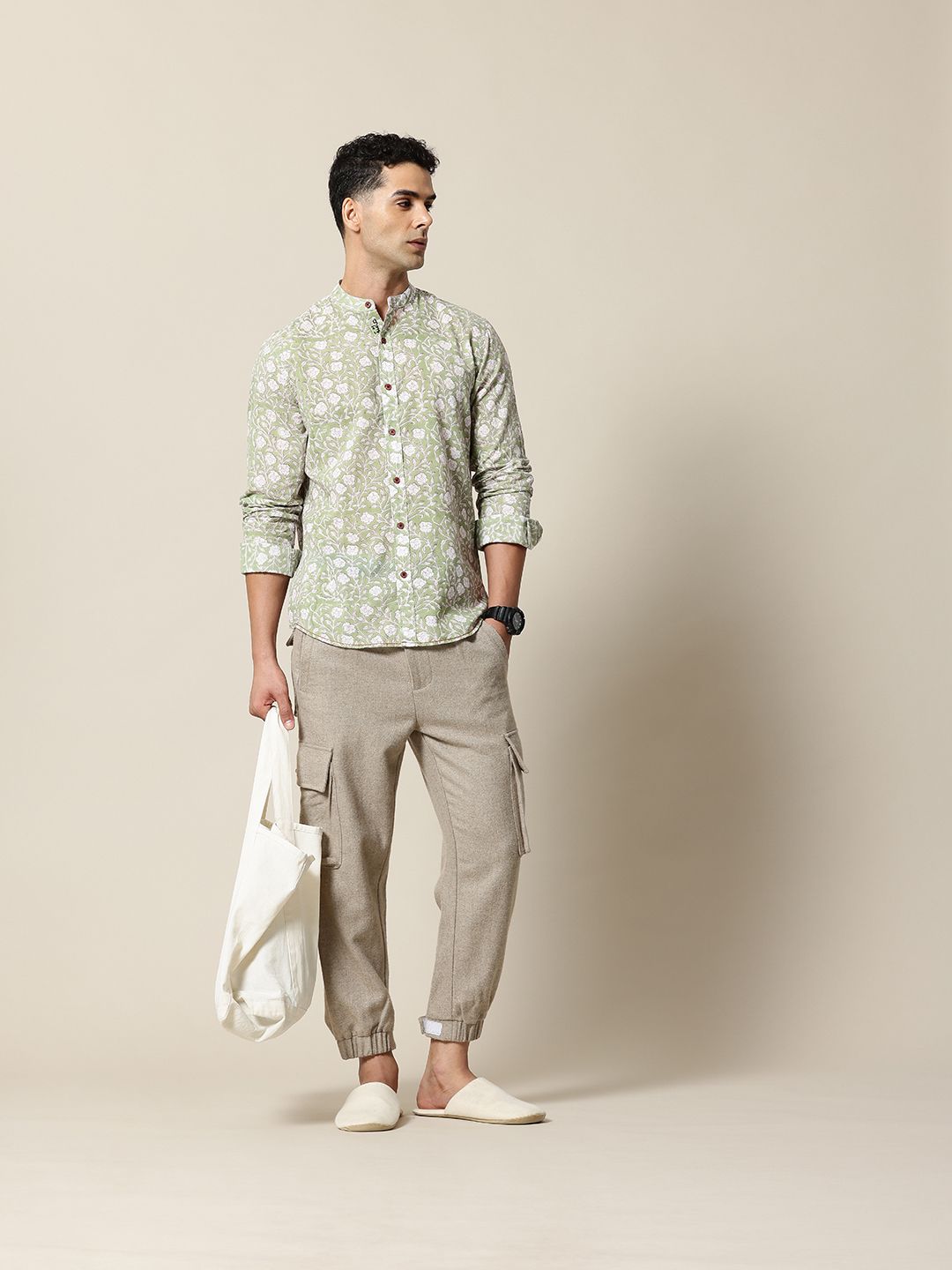 Mr Bowerbird Pure Cotton Tailored Fit Floral Opaque Printed Casual Shirt