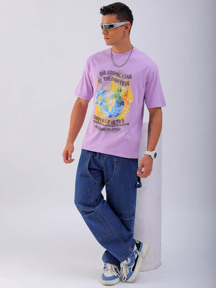 The Indian Garage Co Men Typography Printed Boxy Oversized Round Neck T-shirt