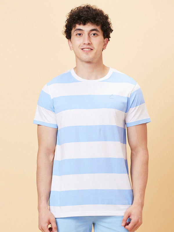Being Human Striped Round Neck Pure Cotton Casual T-shirt