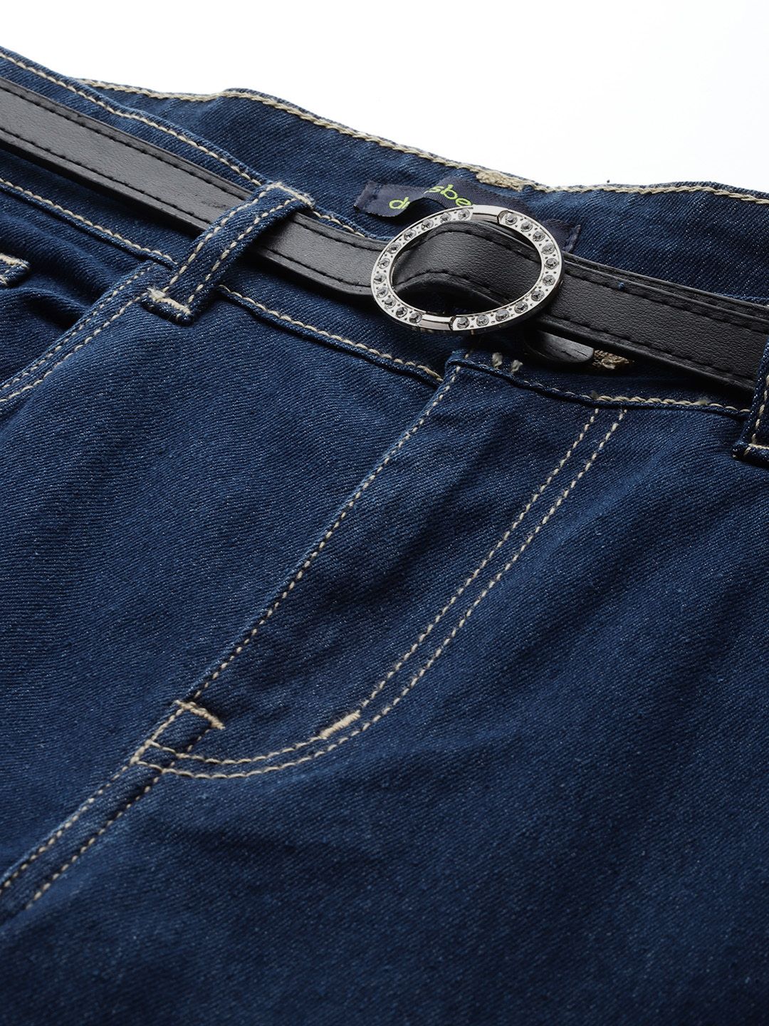DressBerry Women Stretchable Wide Leg Jeans with Belt