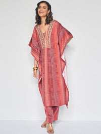 Global Desi Women Ethnic Motifs Printed Regular Thread Work Kurta with Palazzos