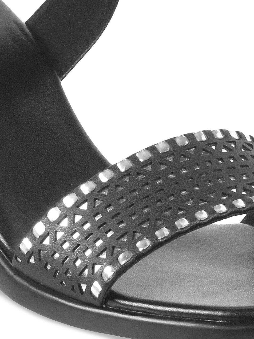 Metro Black Embellished Block Heels
