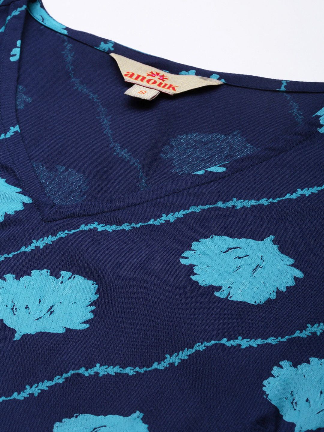 Anouk Floral Printed V-Neck A-Line Kurta