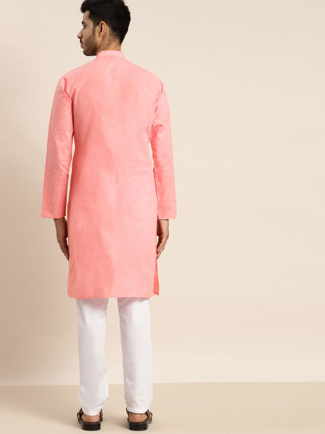 Anug by SOJANYA Men Pink Dobby Kurta
