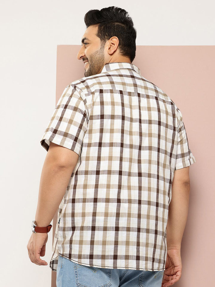 Thomas Scott Men Plus Size Premium Checked Pure Cotton Casual Shirt
