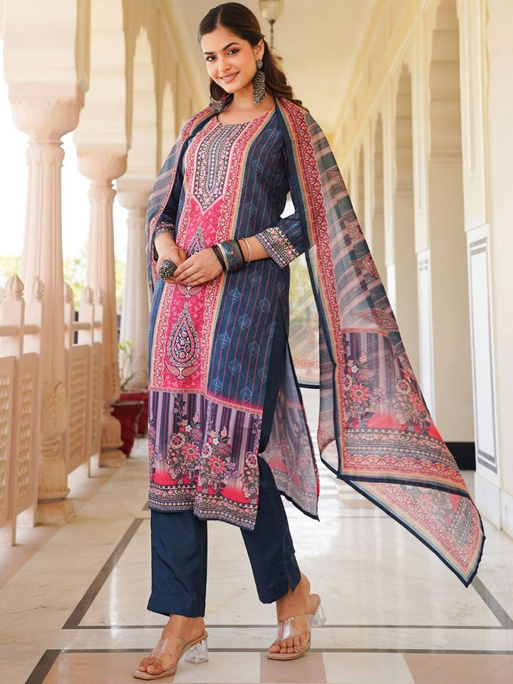 KALINI Women Ethnic Motifs Printed Regular Kurta with Trousers & With Dupatta
