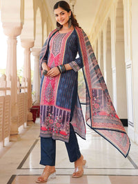 KALINI Women Ethnic Motifs Printed Regular Kurta with Trousers & With Dupatta