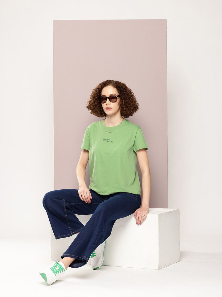DILLINGER Women Typography Printed Embossed Oversized T-shirt