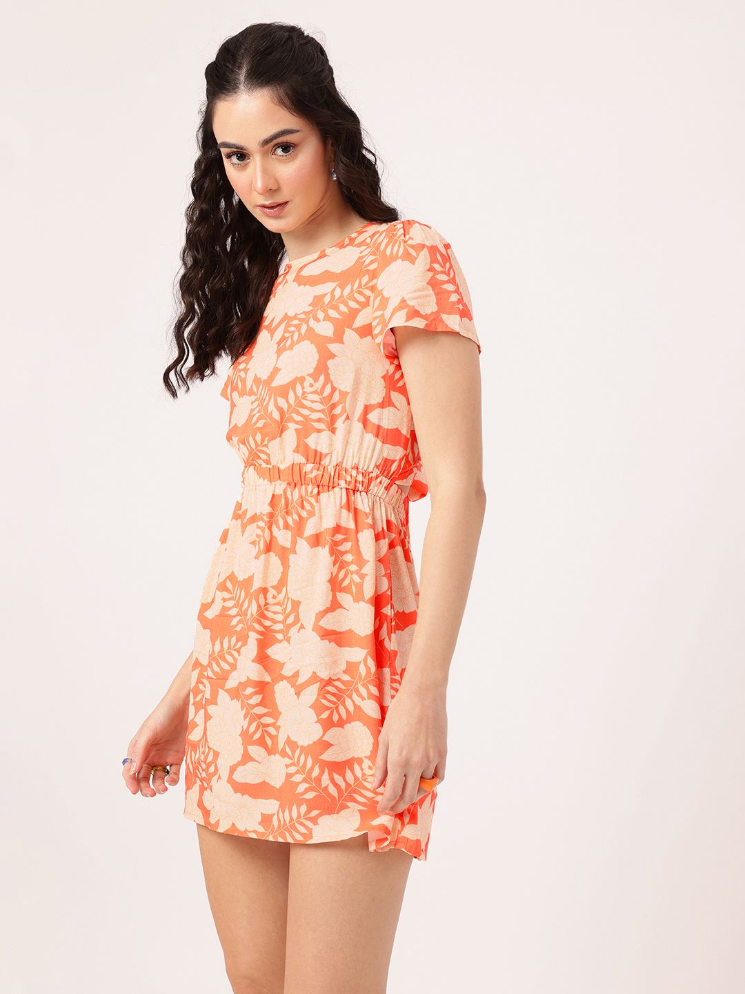 DressBerry feminine Charm Floral Fairy Tale Print Styled Back A-Line Mini Dress