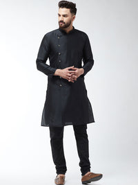 SOJANYA Lelaki Black Woven Design Straight Kurta