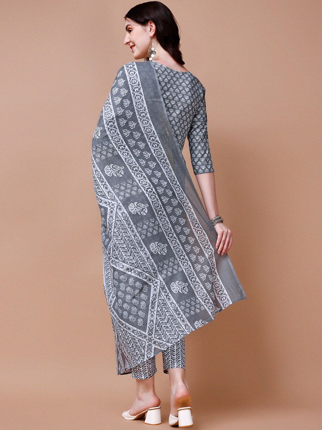 KALINI Ethnic Motifs Printed Regular  Gotta PattiKurta With Trousers & Dupatta