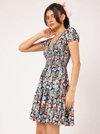 DressBerry Floral Frenzy Textured Printed Fit & Flare Dress