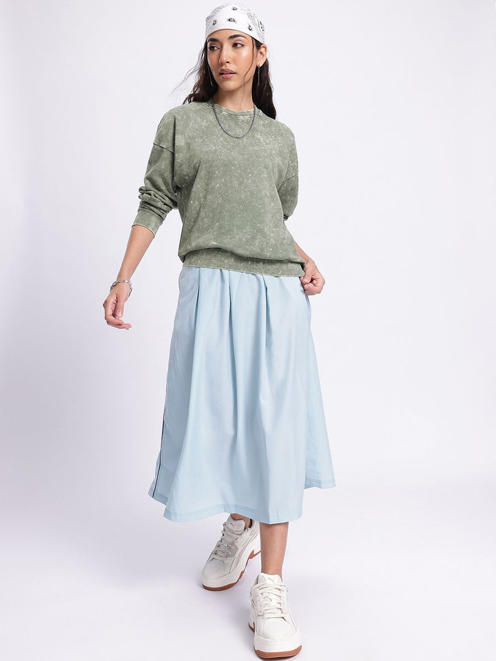 DressBerry Tie-Dye Washed Effect Drop-Shoulder Sleeves Pullover