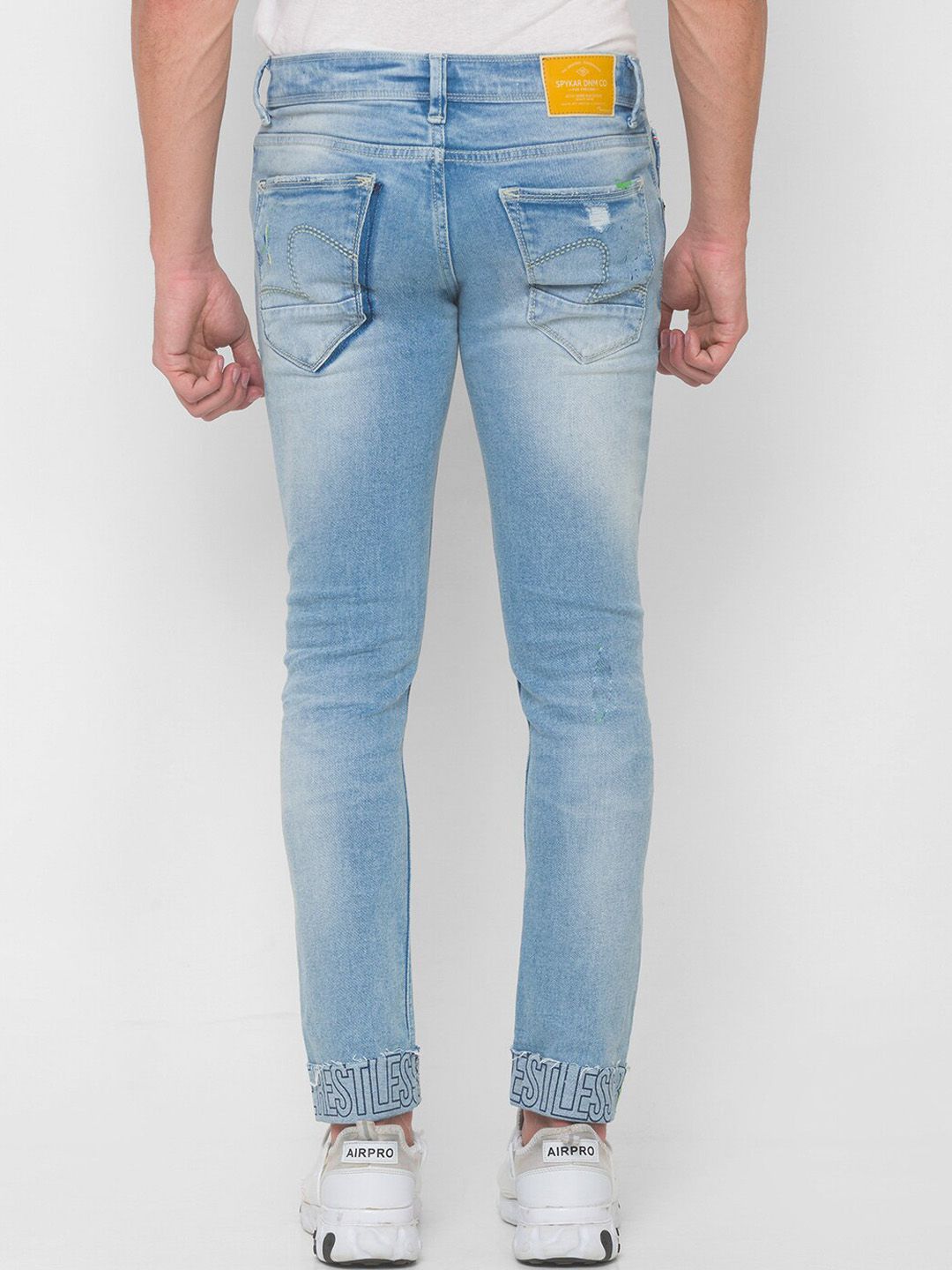 SPYKAR Men Blue Skinny Fit Low-Rise Mildly Distressed Heavy Fade Jeans
