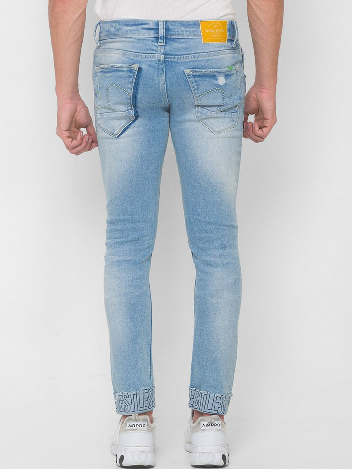 SPYKAR Men Blue Skinny Fit Low-Rise Mildly Distressed Heavy Fade Jeans