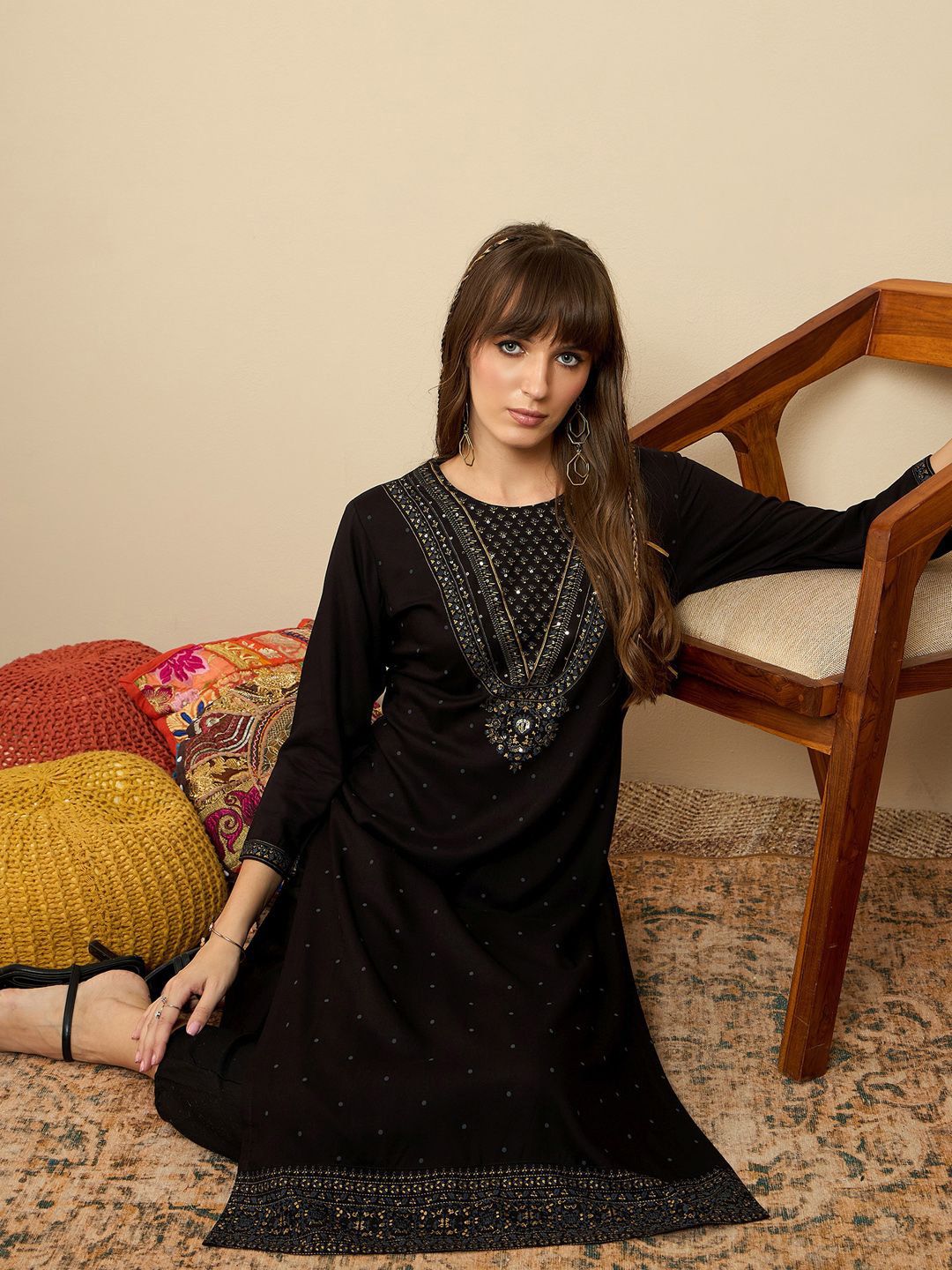 Indo Era Ethnic Motifs Printed Sequinned Kurta