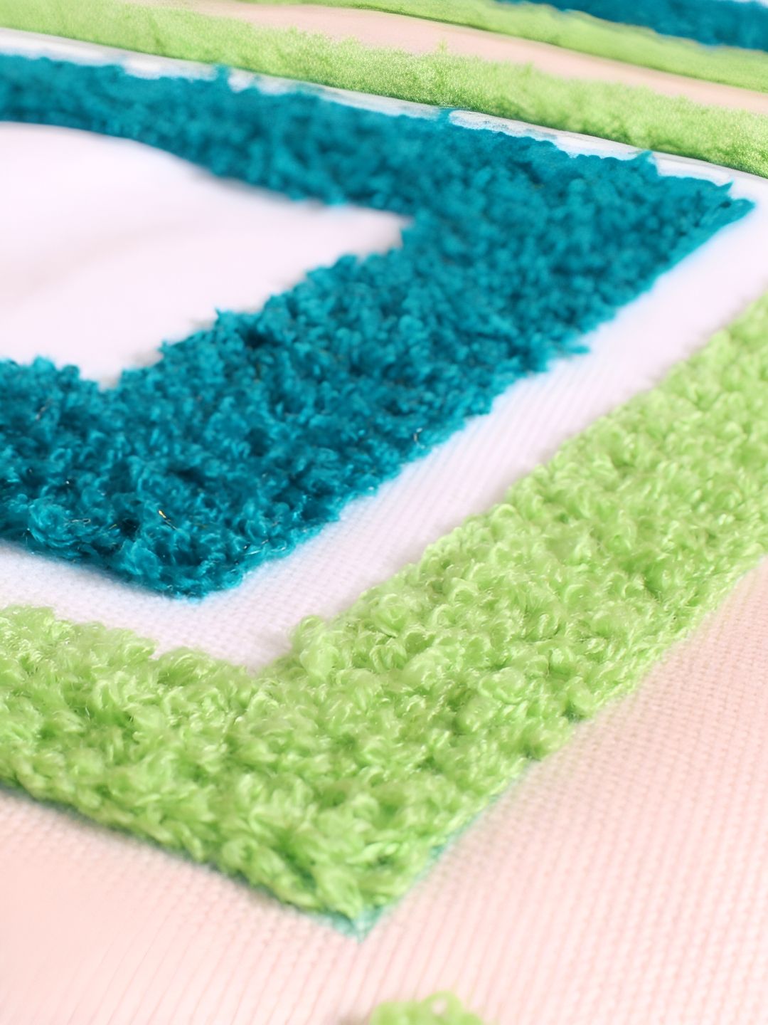 STITCHNEST Peach-Coloured & Green Embroidered Square Cushion Cover