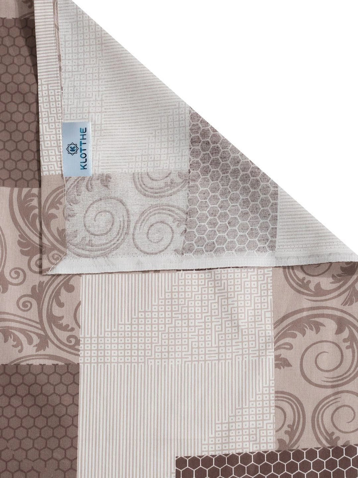 Moda Rapido X KLOTTHE Brown & White Geometric 400 TC Single Bedsheet with 1 Pillow Covers