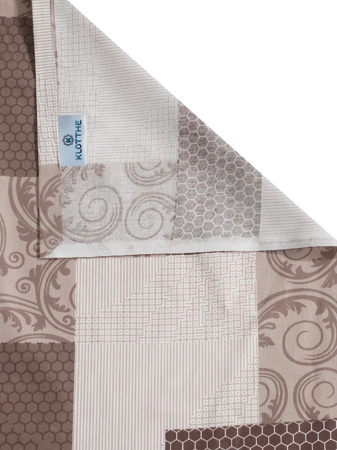 Moda Rapido X KLOTTHE Brown & White Geometric 400 TC Single Bedsheet with 1 Pillow Covers