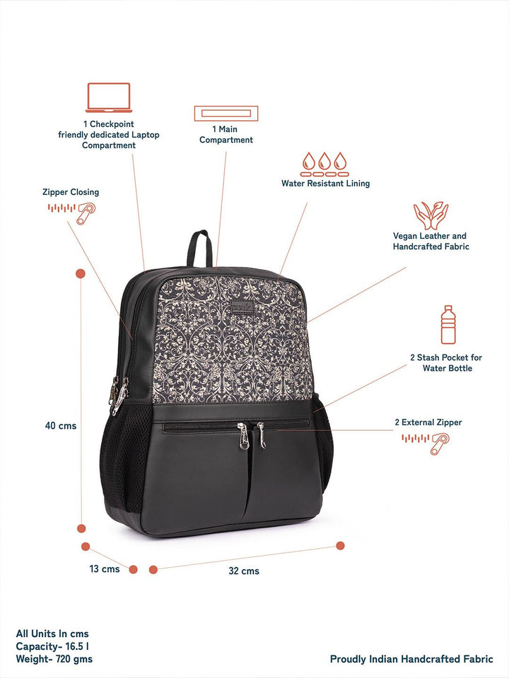 ZOUK Women Floral Printed Vegan Leather Backpack With Compression Straps-Up to 16 inch