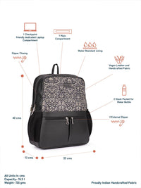 ZOUK Women Floral Printed Vegan Leather Backpack With Compression Straps-Up to 16 inch
