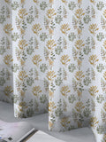 URBAN SPACE White & Yellow 2 Pieces Floral Printed Sheer Door Curtains