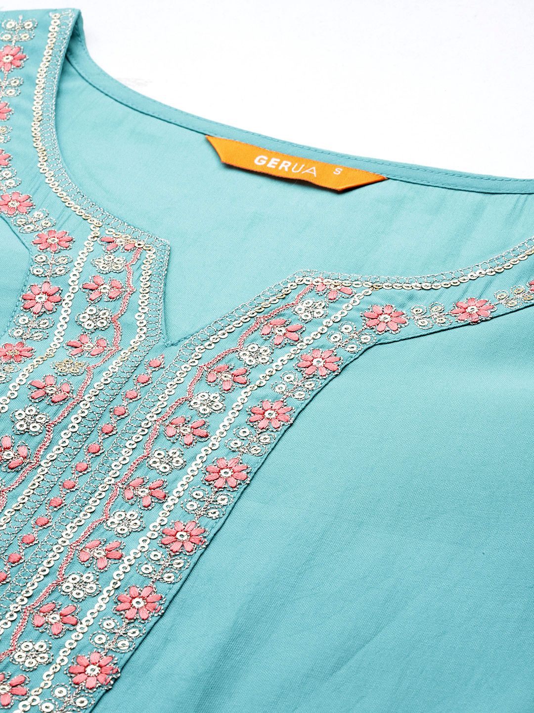 Gerua By Libas Floral Yoke Design Regular Sequinned Kurta with Trousers  Dupatta