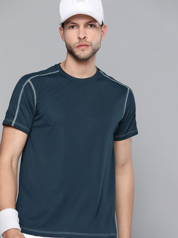 HRX oleh Hrithik Roshan Racketsport Men Moonlit Ocean Ocean Rapid-Dry Pepejal Tshirts