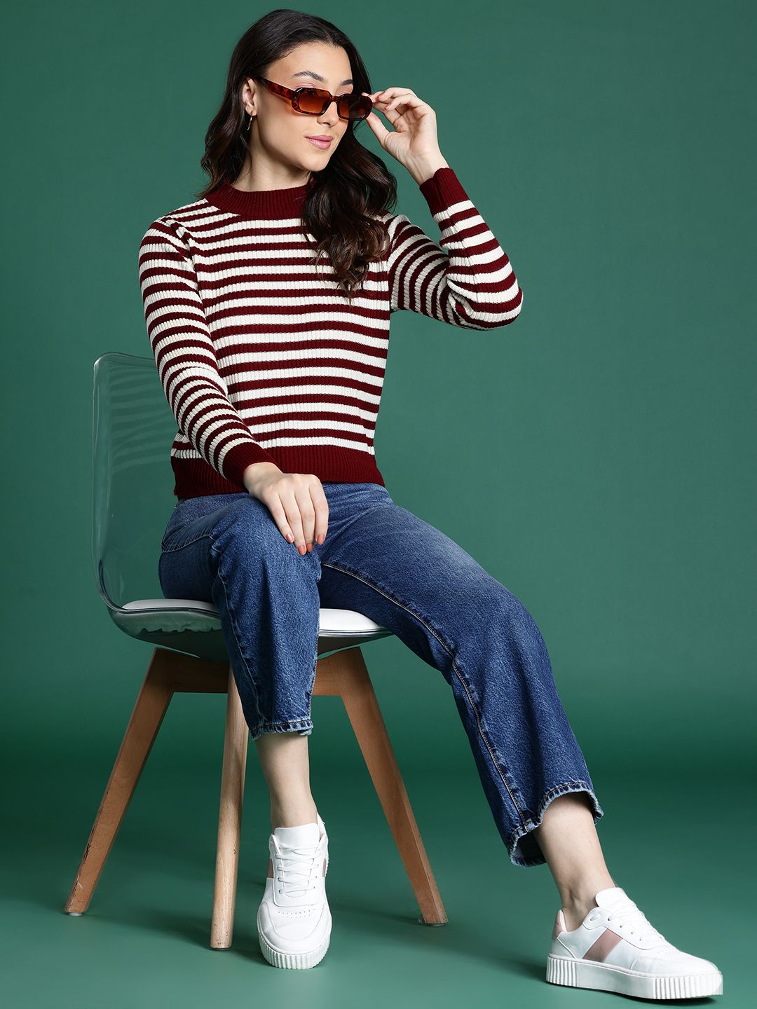 DressBerry Acrylic Striped Pullover