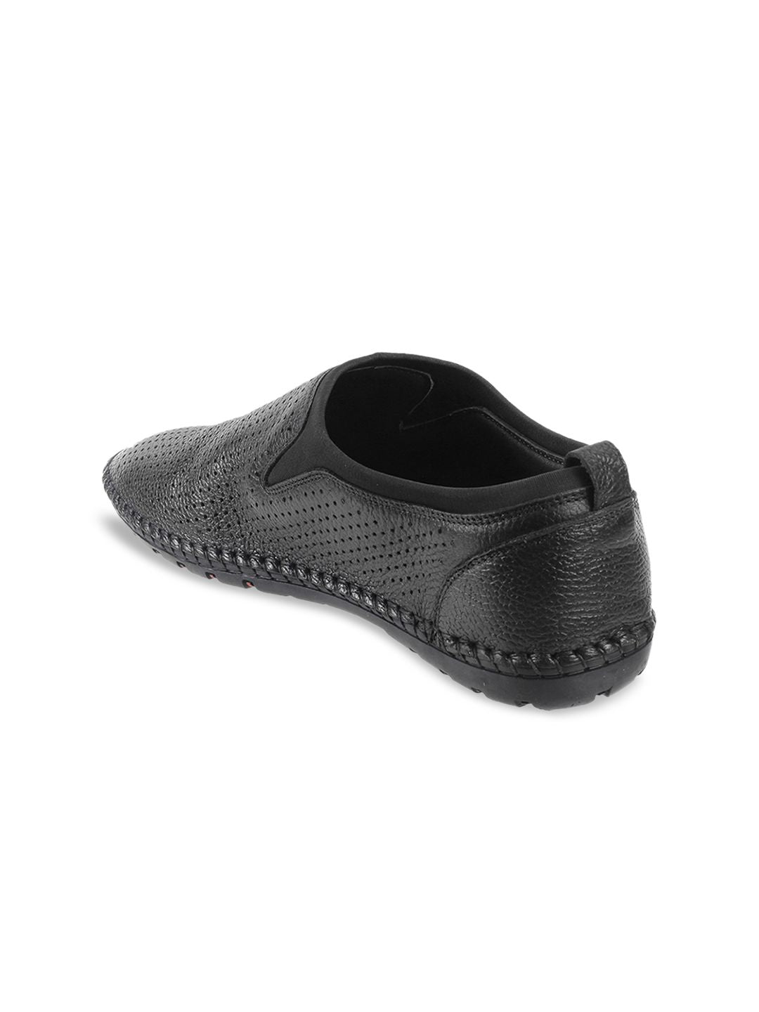 Mochi Men Black Textured Leather Slip-Ons