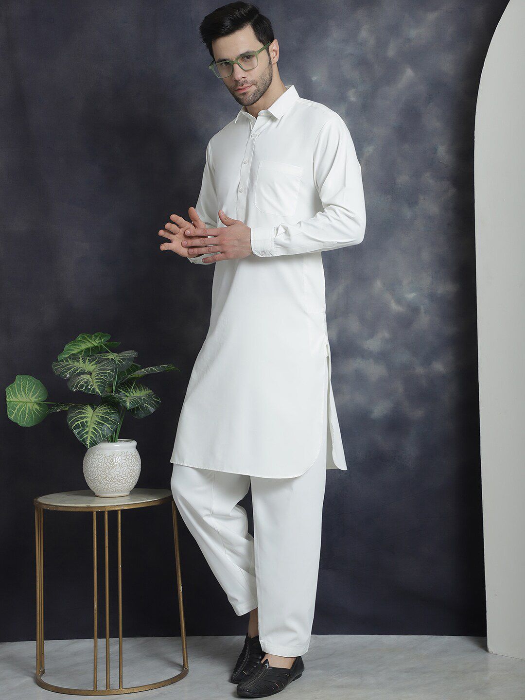 Jompers Regular Shirt Collar Kurta with Salwar