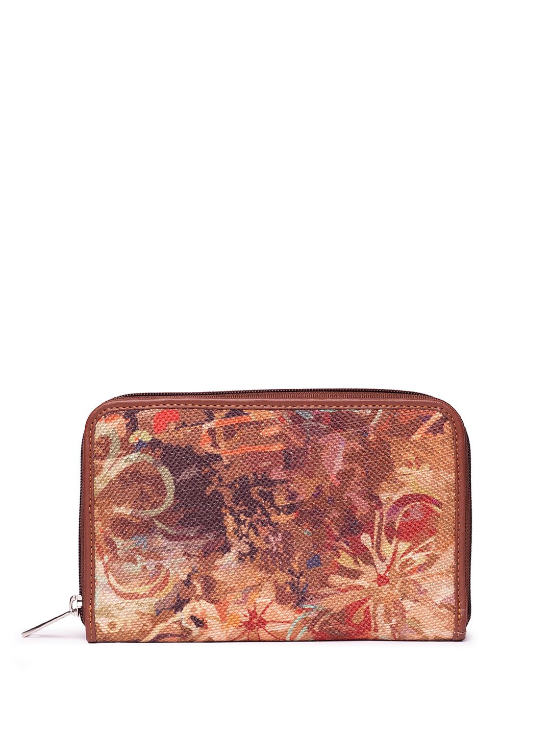 ZOUK Women Flolov Classic Abstract Printed Fabric Zip Around Wallet