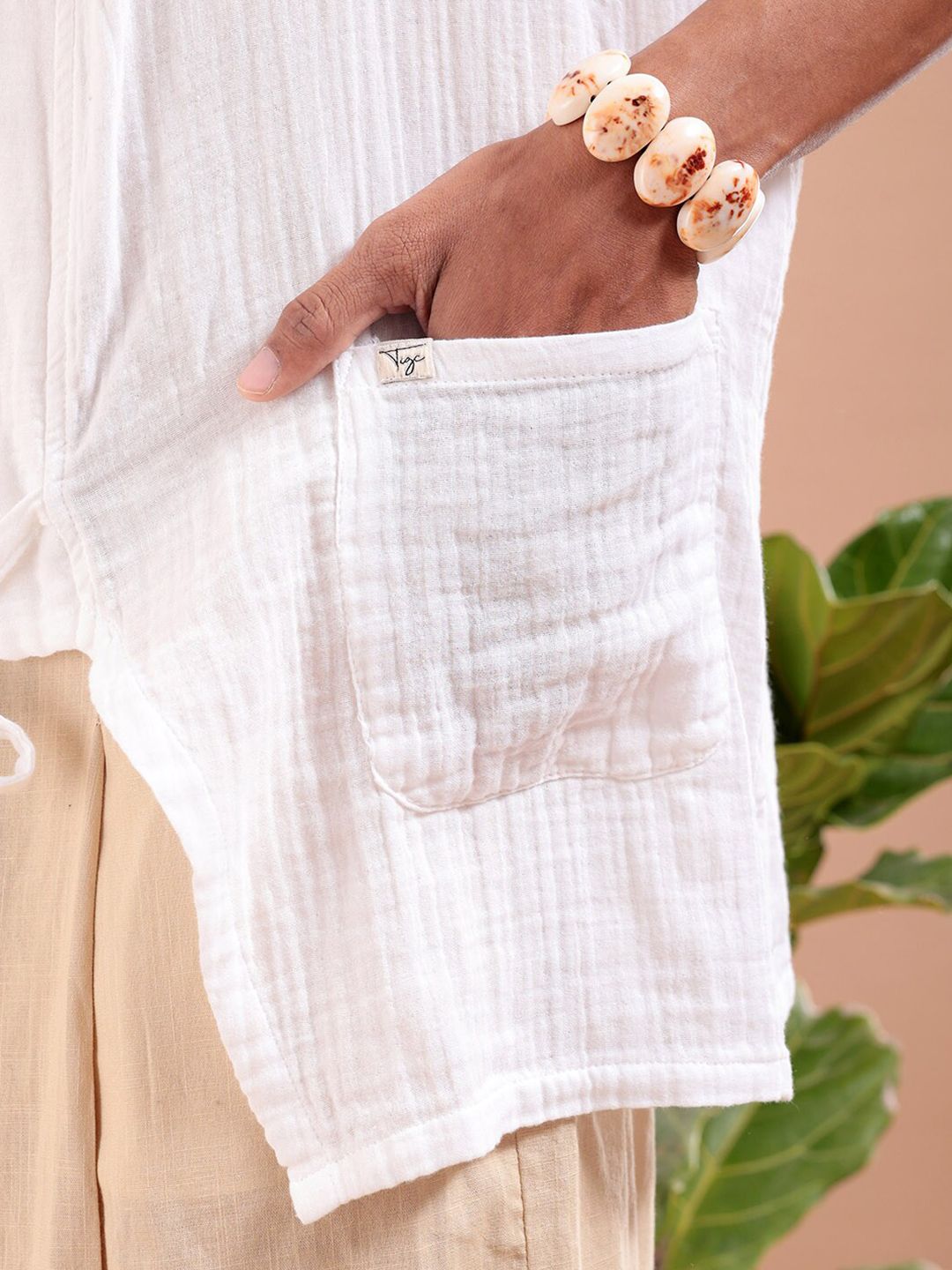 The Indian Garage Co Longline Pure Cotton Open Front Shrug