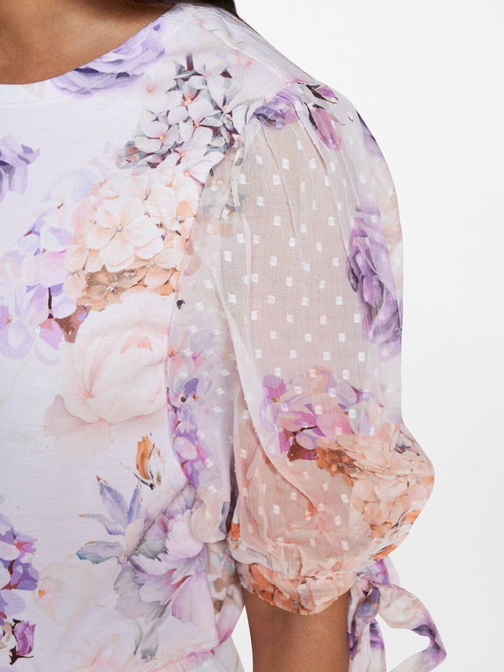AND Floral Printed Puff Sleeve Croped Blouson Top