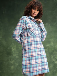Tokyo Talkies Tartan Checked Cuban Collar Oversized Flannel Shirt