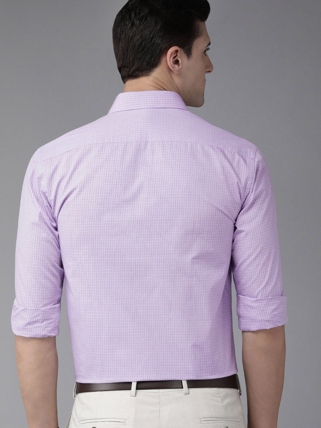 Park Avenue Men Violet Micro Checked Slim Fit Pure Cotton Formal Shirt