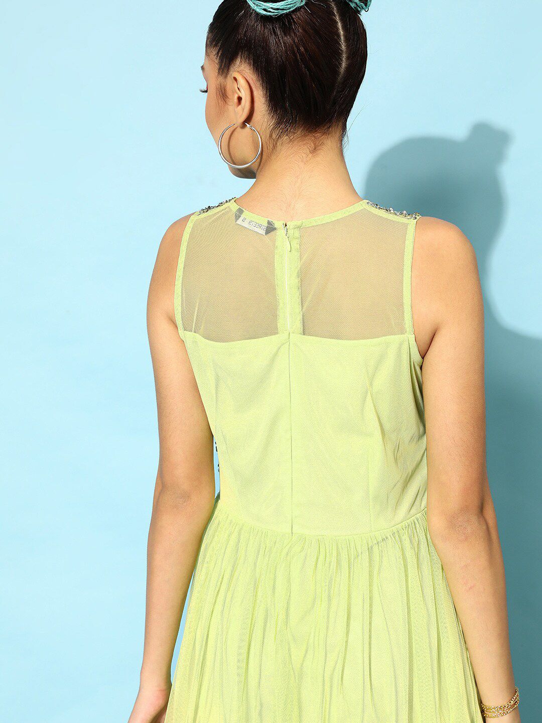 STREET 9 Women Lime Green Embellished Dress