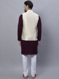 SOJANYA Men Ethnic Motifs Embroidered Pure Cotton Kurta With Churidar & Nehru Kurta