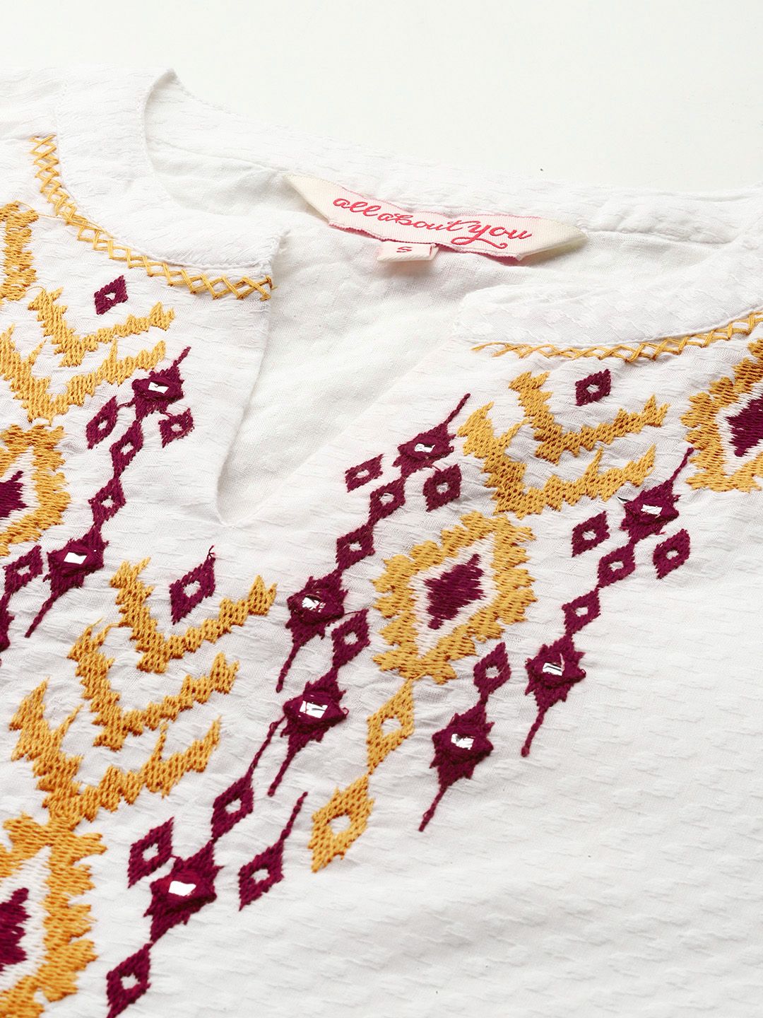 all about you Embroidered Pure Cotton Top