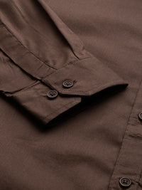 DENNISON Men Brown Solid Smart Slim Fit Stretchable Lycra Formal Shirt