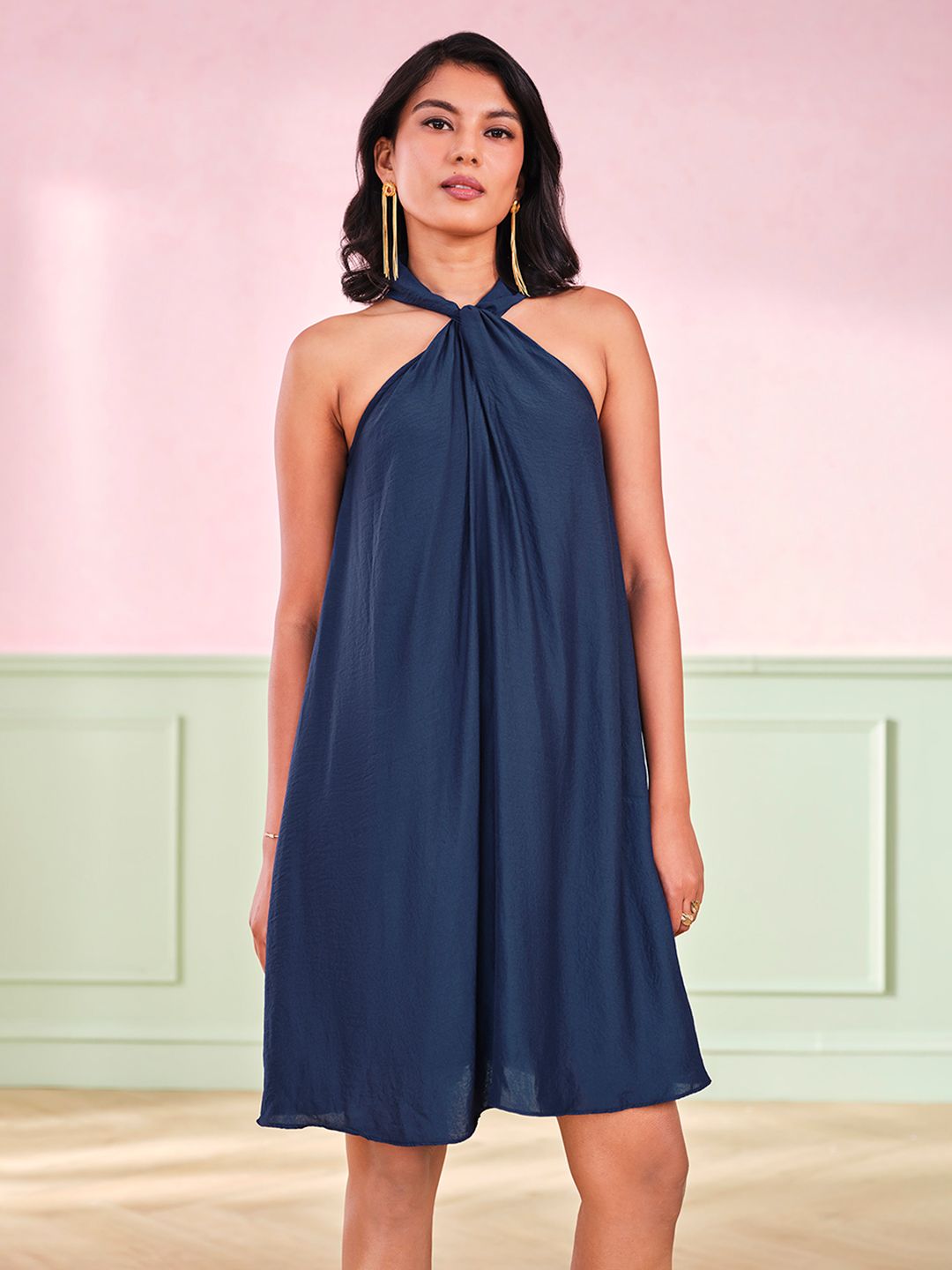 AND Women Halter Neck Sleeveless A-Line Dress