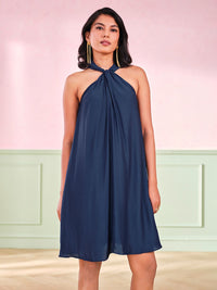 AND Women Halter Neck Sleeveless A-Line Dress